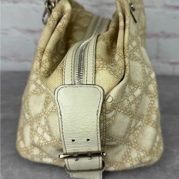 Dior Cream Cherie Cannage Printed Canvas Zip Bag - Picture 4 of 16